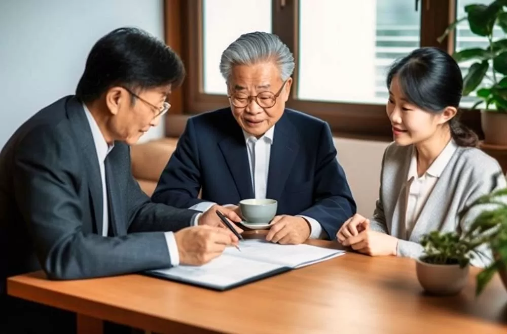葬儀スタッフとお客様が打ち合わせをしている様子